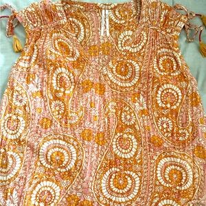 Anthropologie Pink and Orange Paisley Blouse
